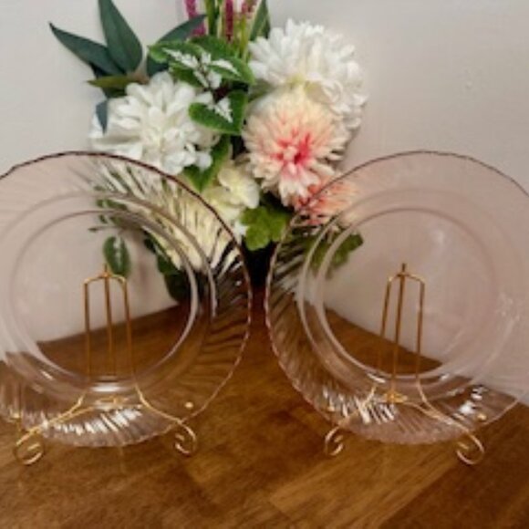 Arcoroc France Pink Swirl Glass Plates – Vintage French Tableware Retro Dinner D - Picture 5 of 5